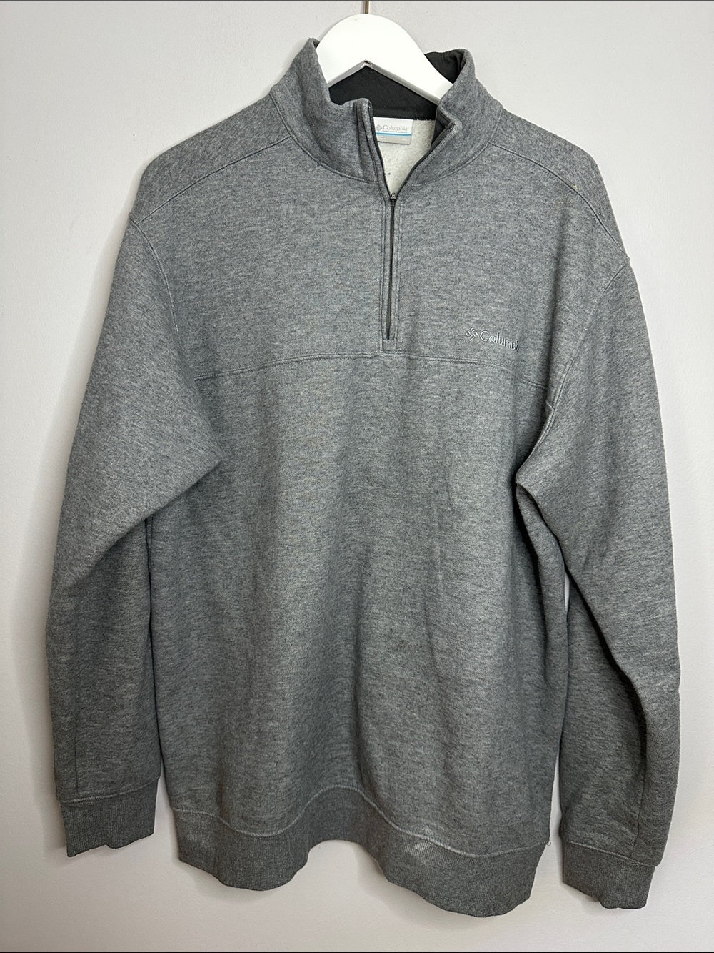 Columbia Men's Heather Gray Half-Zip Sweater size XL